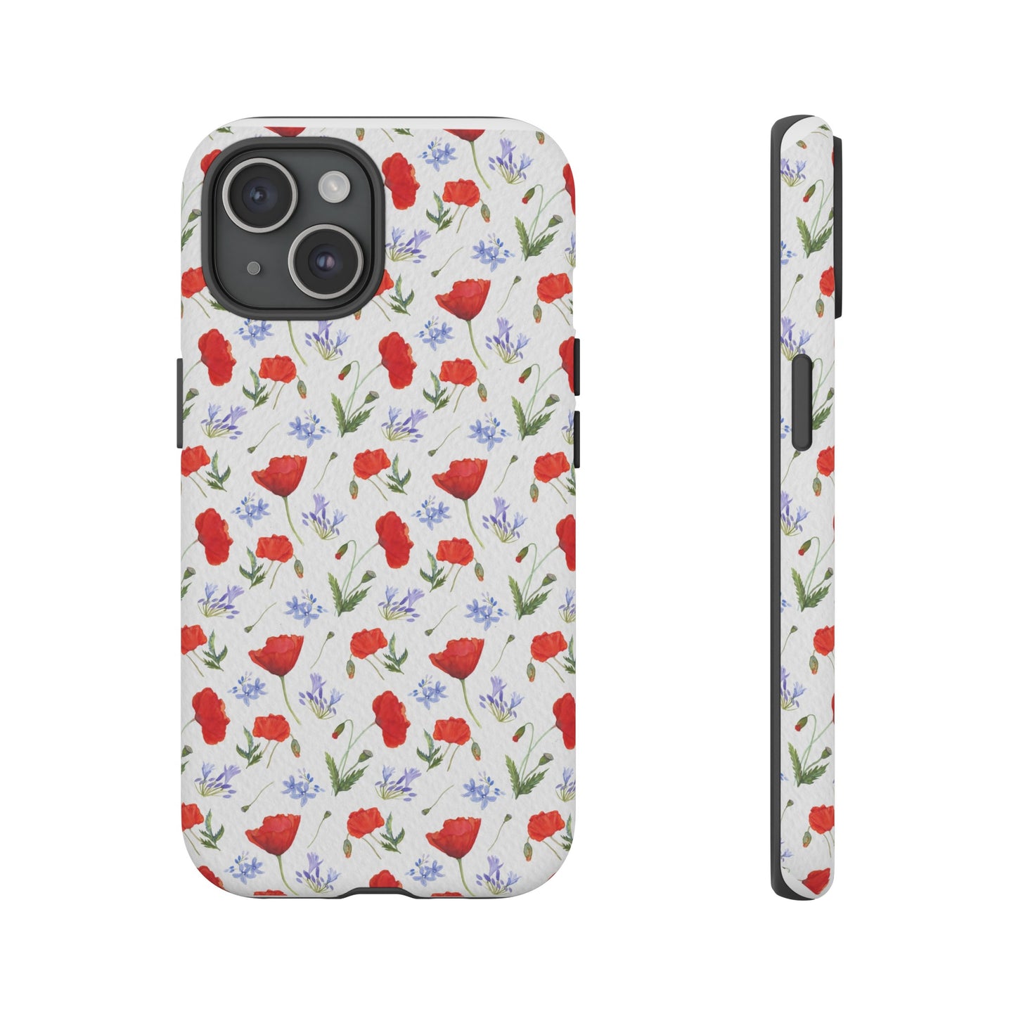 Robust and shock-resistant phone case: Watercolor Poppies and Agapanthus Flowers