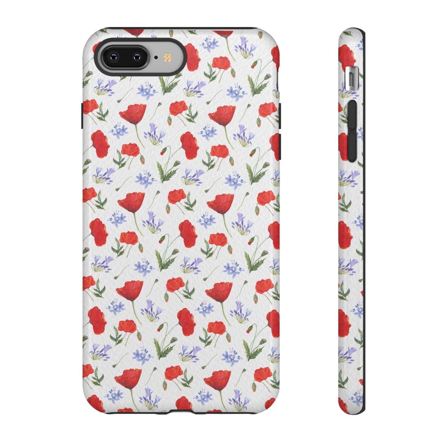 Robust and shock-resistant phone case: Watercolor Poppies and Agapanthus Flowers