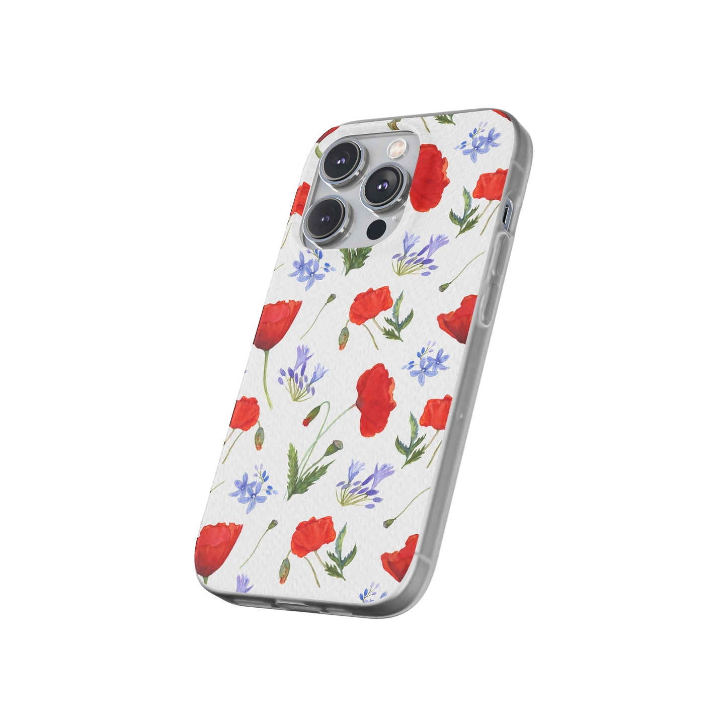 Coque téléphone robuste et résistante aux chocs  : Aquarelle Coquelicots et agapanthes