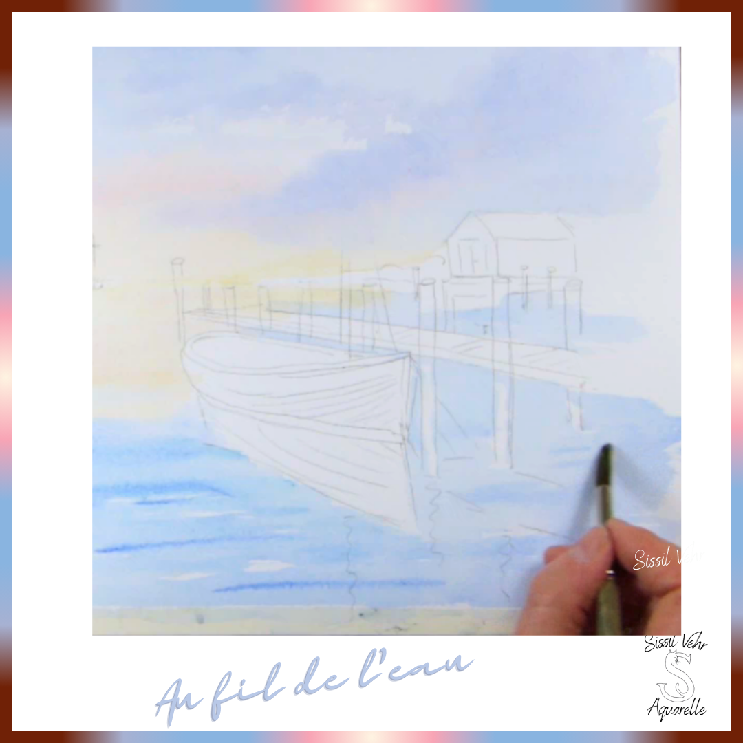 Tutoriel Vidéo Aquarelle DIY : Lever de Soleil avec Bateaux et Reflets avec carnet PDF inclus