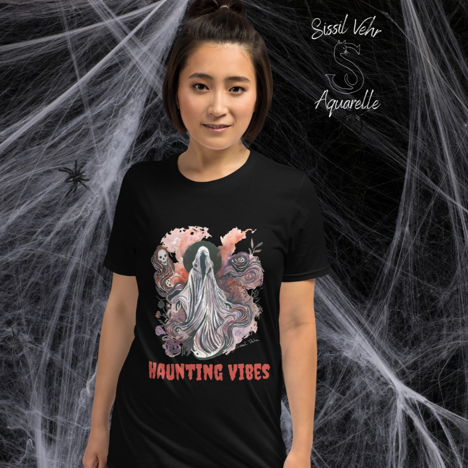 Tee-Shirt "Haunting Vibes" – Illustration de Spectre | Personnalisable | Parfait pour la Spooky Season et Halloween