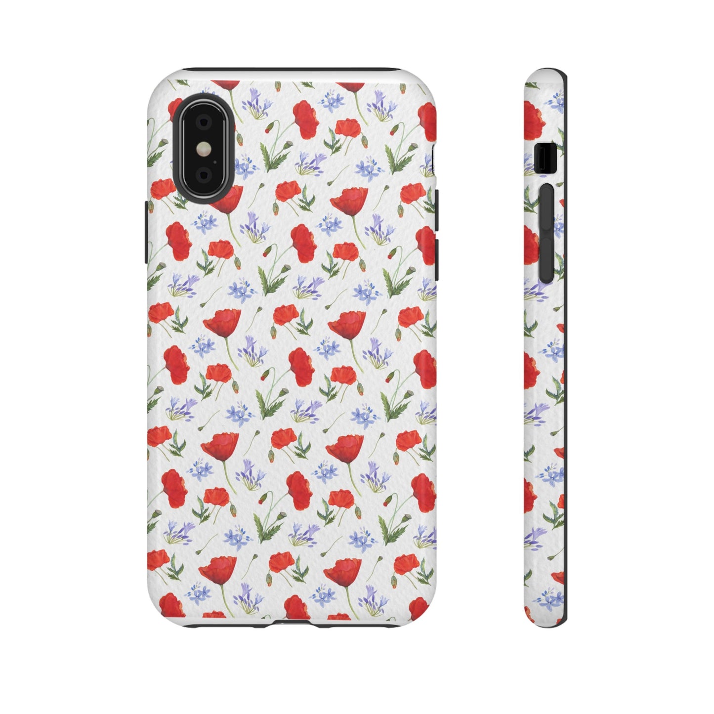 Robust and shock-resistant phone case: Watercolor Poppies and Agapanthus Flowers