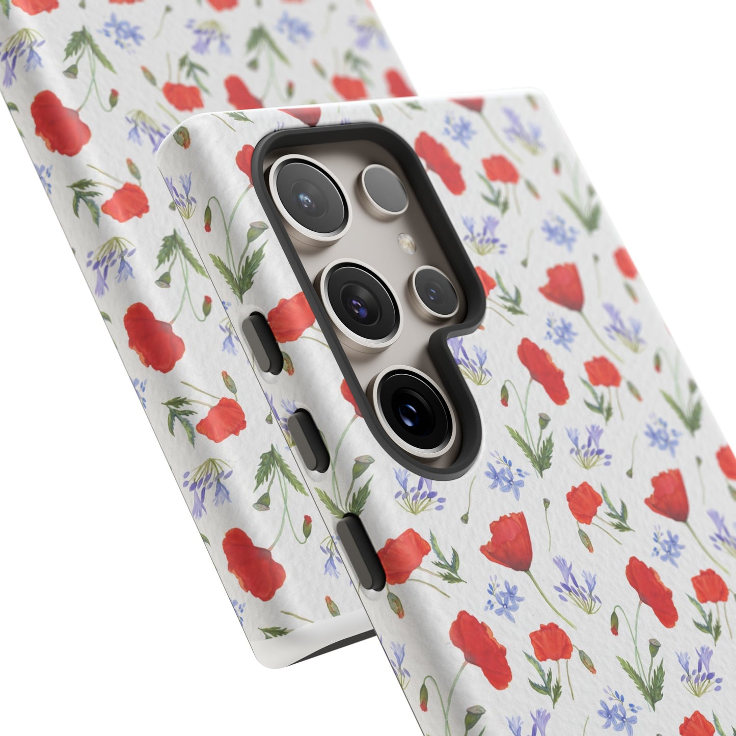 Robust and shock-resistant phone case: Watercolor Poppies and Agapanthus Flowers