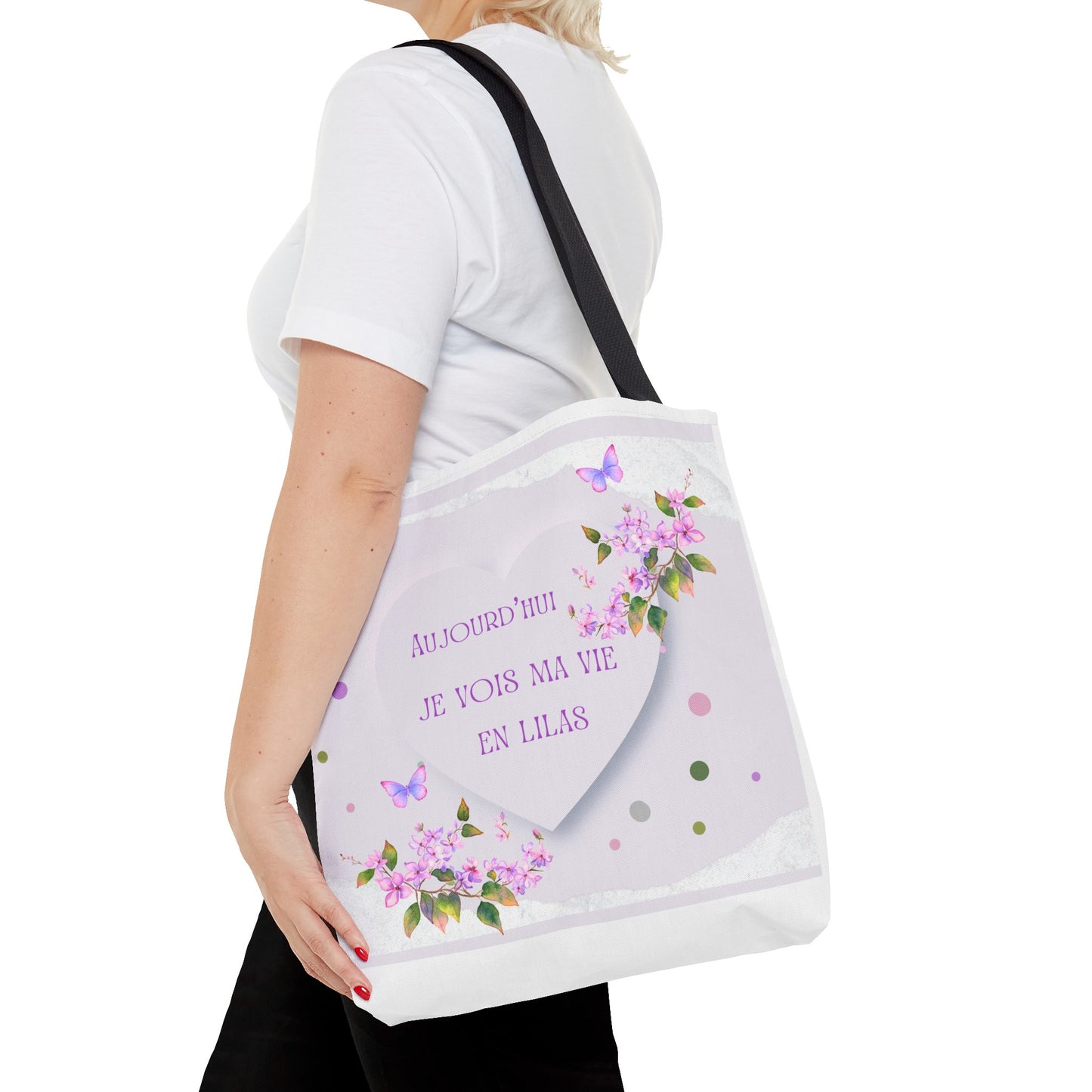 Tote Bag / sac  Aquarelle Lilas : Je vois ma vie en Lilas