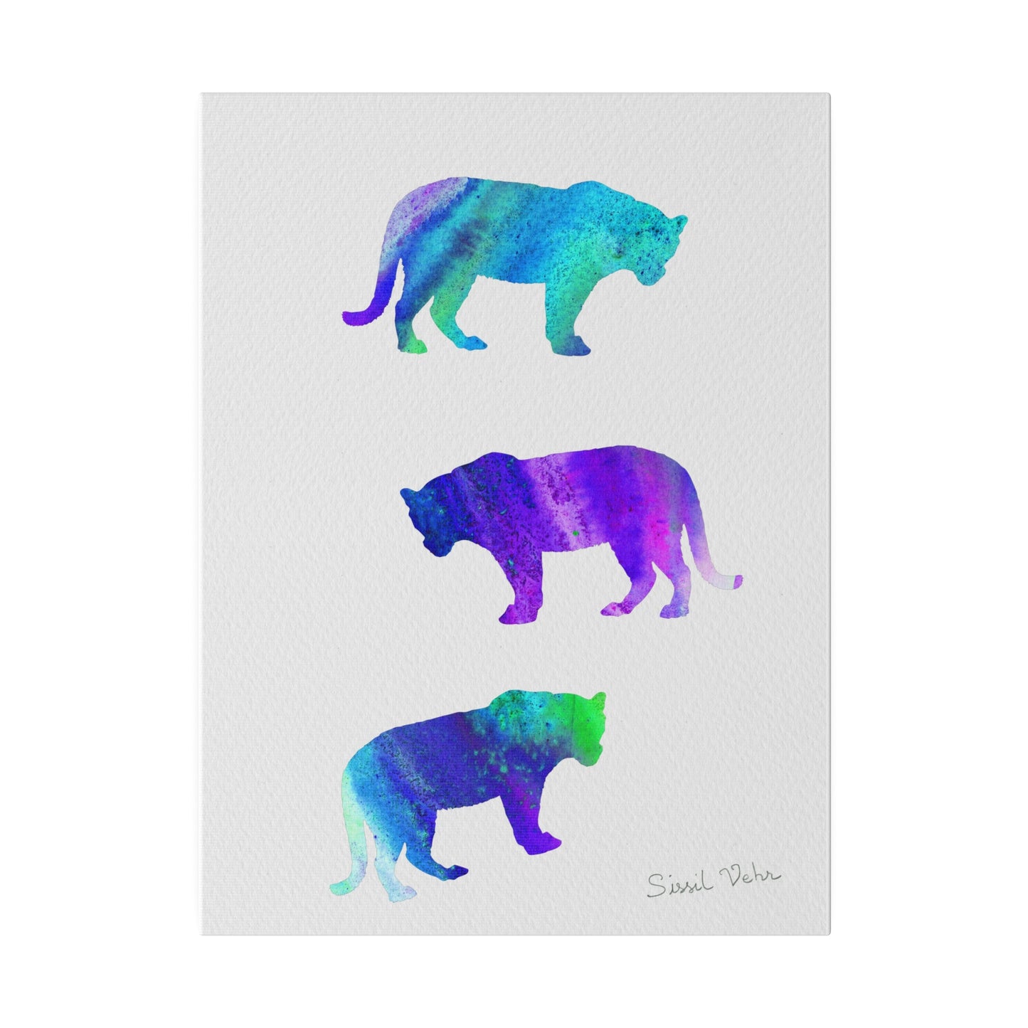 Art print: Watercolor Tigers Cyan palette