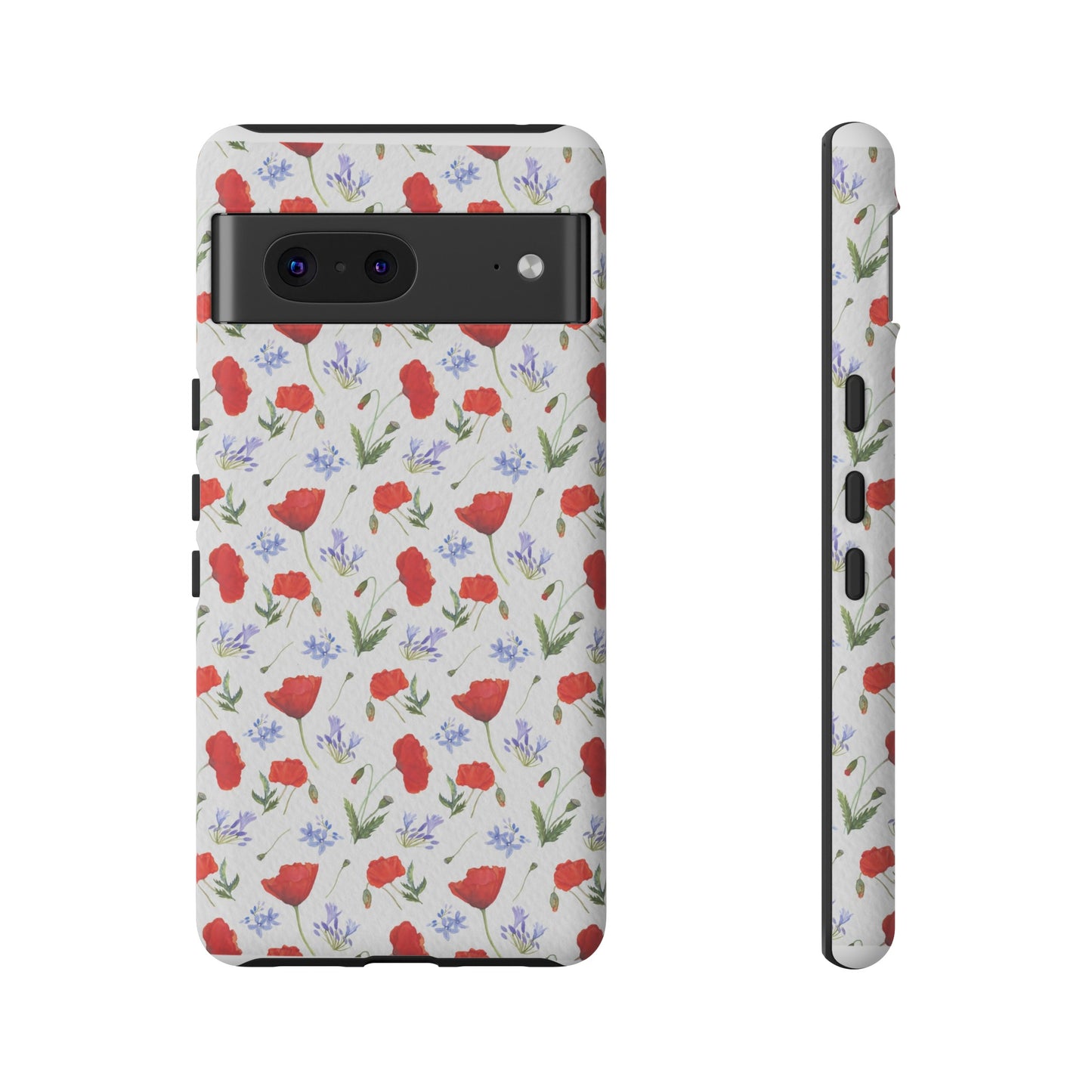 Robust and shock-resistant phone case: Watercolor Poppies and Agapanthus Flowers