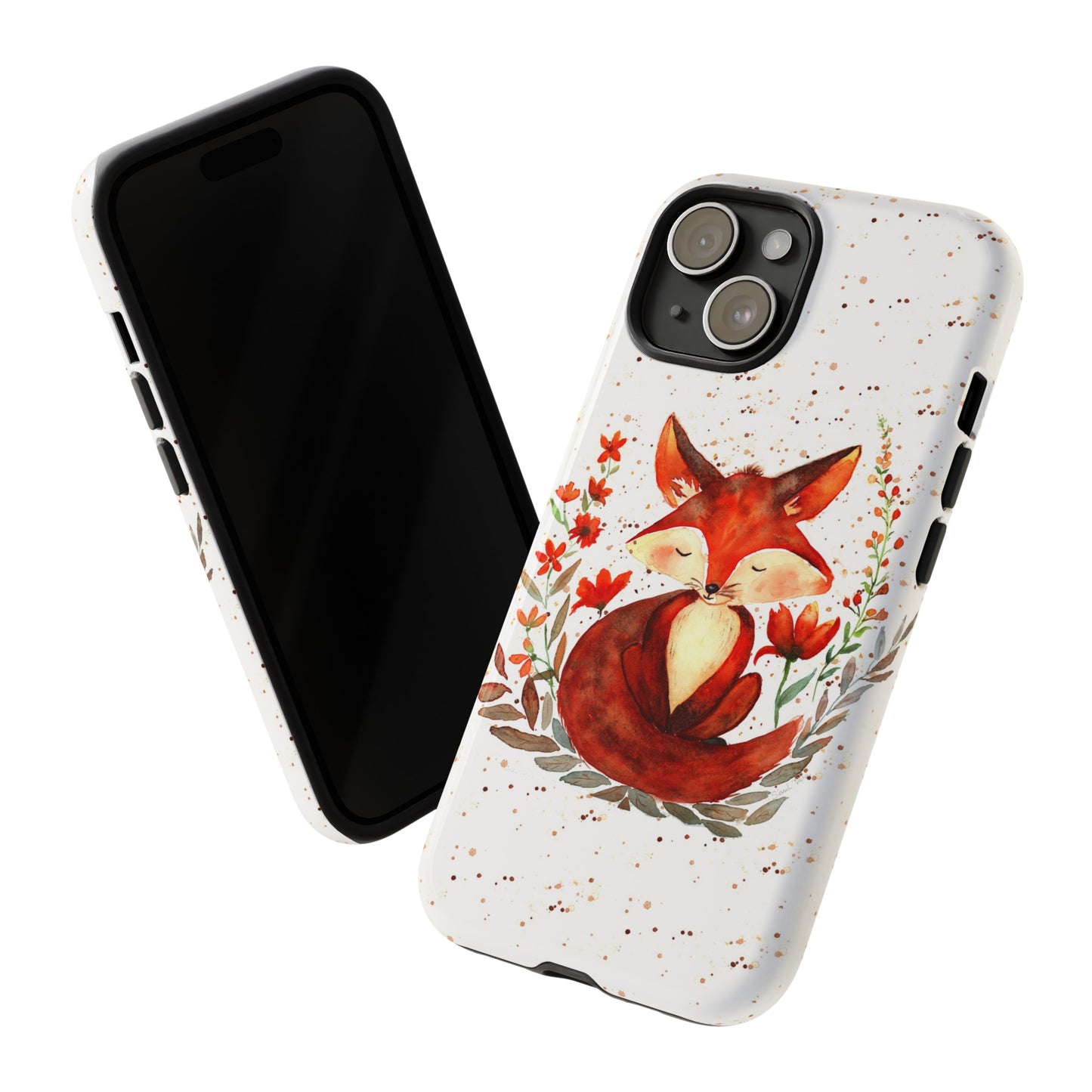 Coque téléphone robuste et résistante aux chocs  : Aquarelle : Petit renardeau