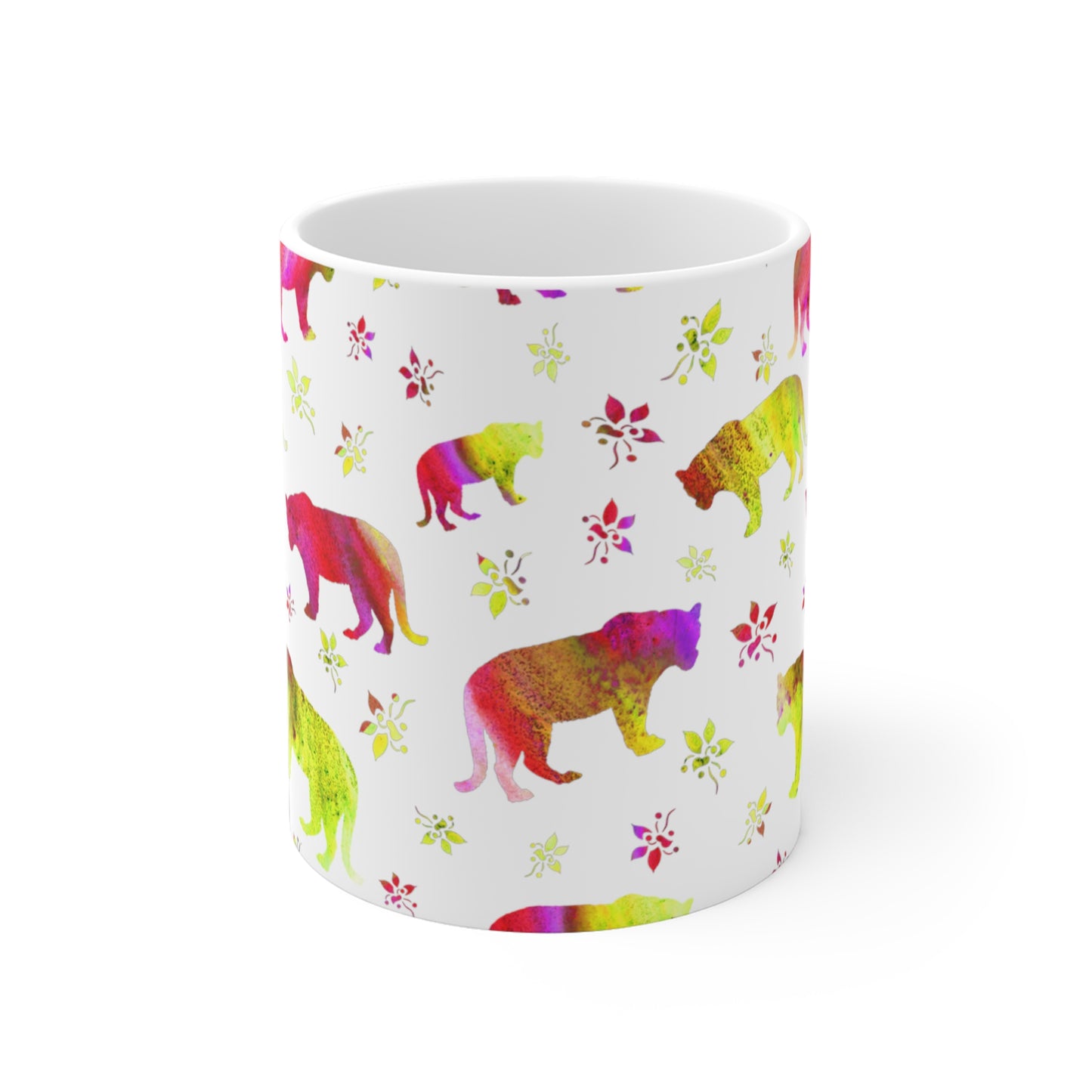 Mug Tigers Watercolor palette Pink yellow