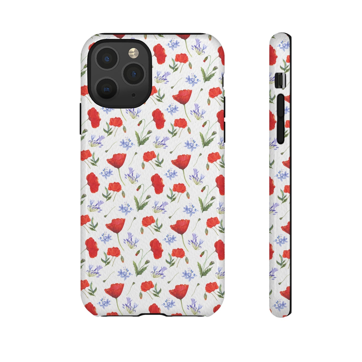 Robust and shock-resistant phone case: Watercolor Poppies and Agapanthus Flowers