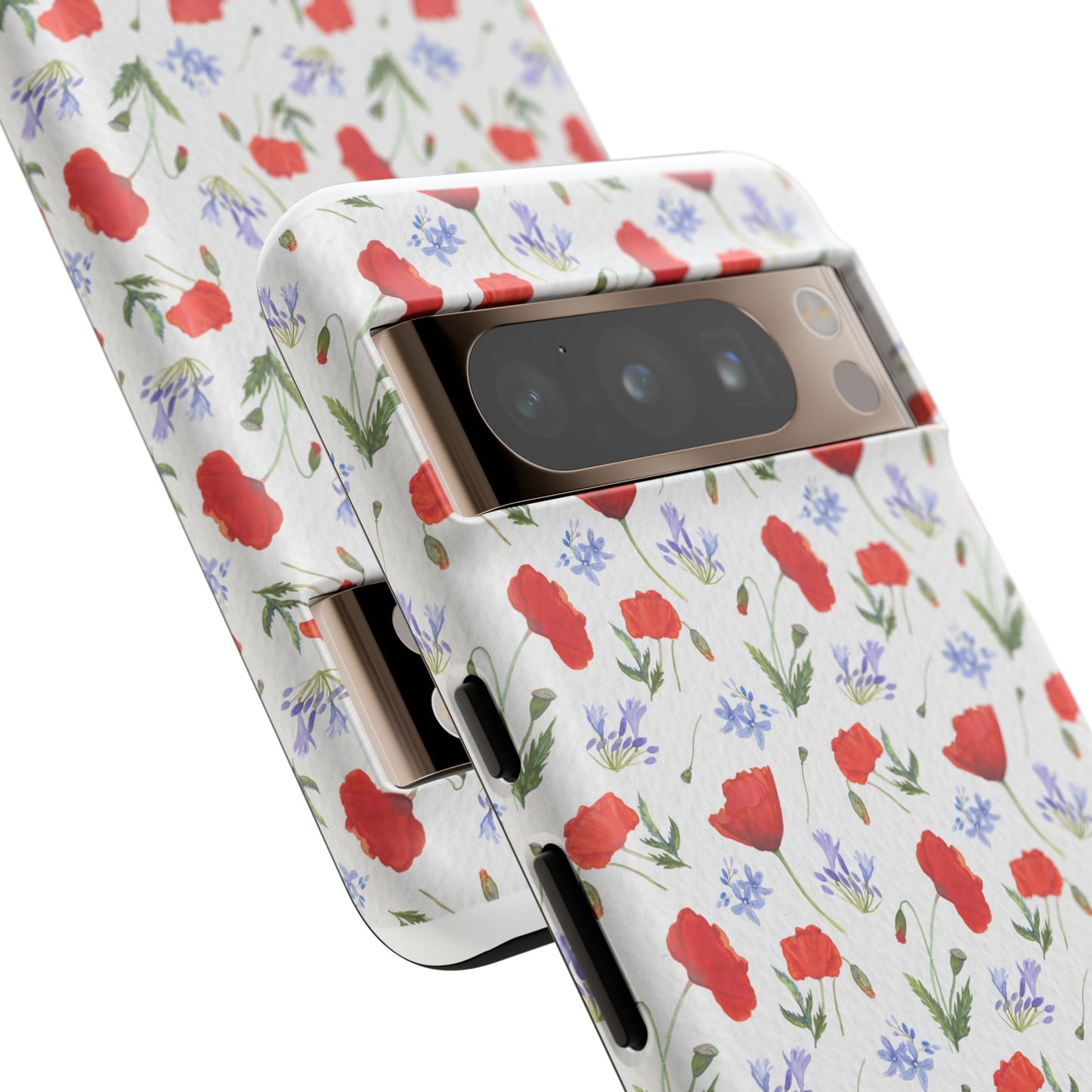 Robust and shock-resistant phone case: Watercolor Poppies and Agapanthus Flowers