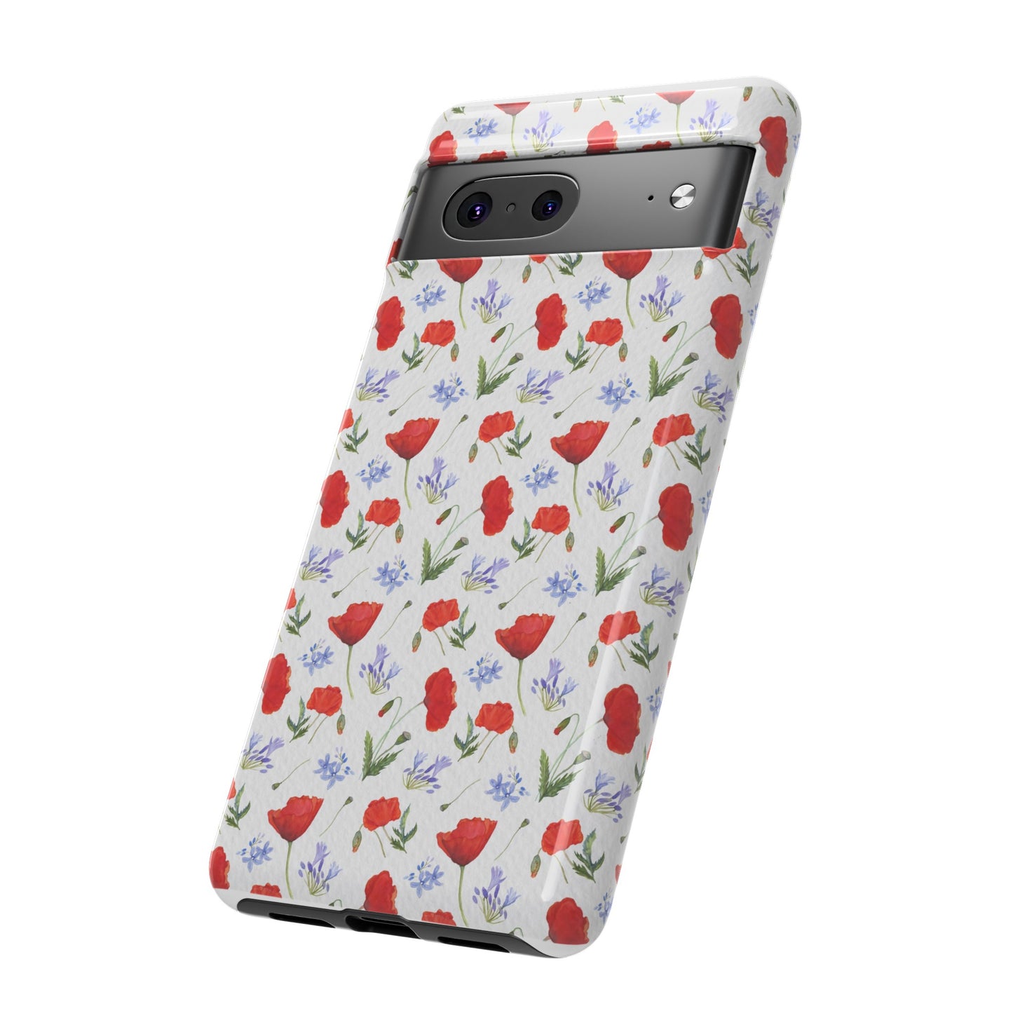 Robust and shock-resistant phone case: Watercolor Poppies and Agapanthus Flowers