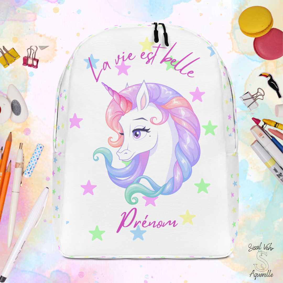 Sac à Dos Licorne pour  Enfant Personnalisé  - Idéal pour l'École et résistant à l'Eau