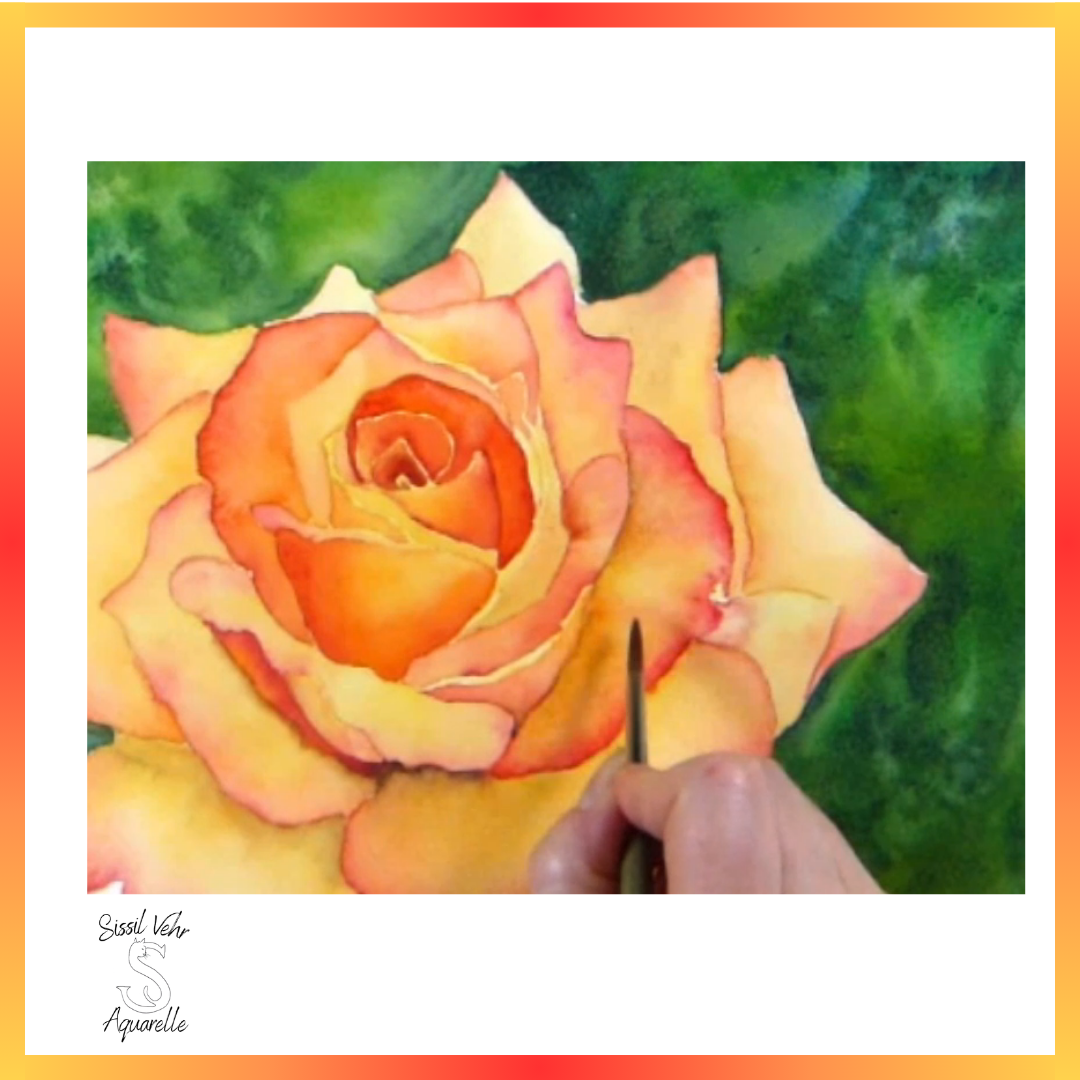 Cours Vidéo Aquarelle Pas à Pas : Peindre une rose |Tutoriel vidéo de 4h10mn - Carnet PDF Inclus |Vidéos d'aquarelle en ligne