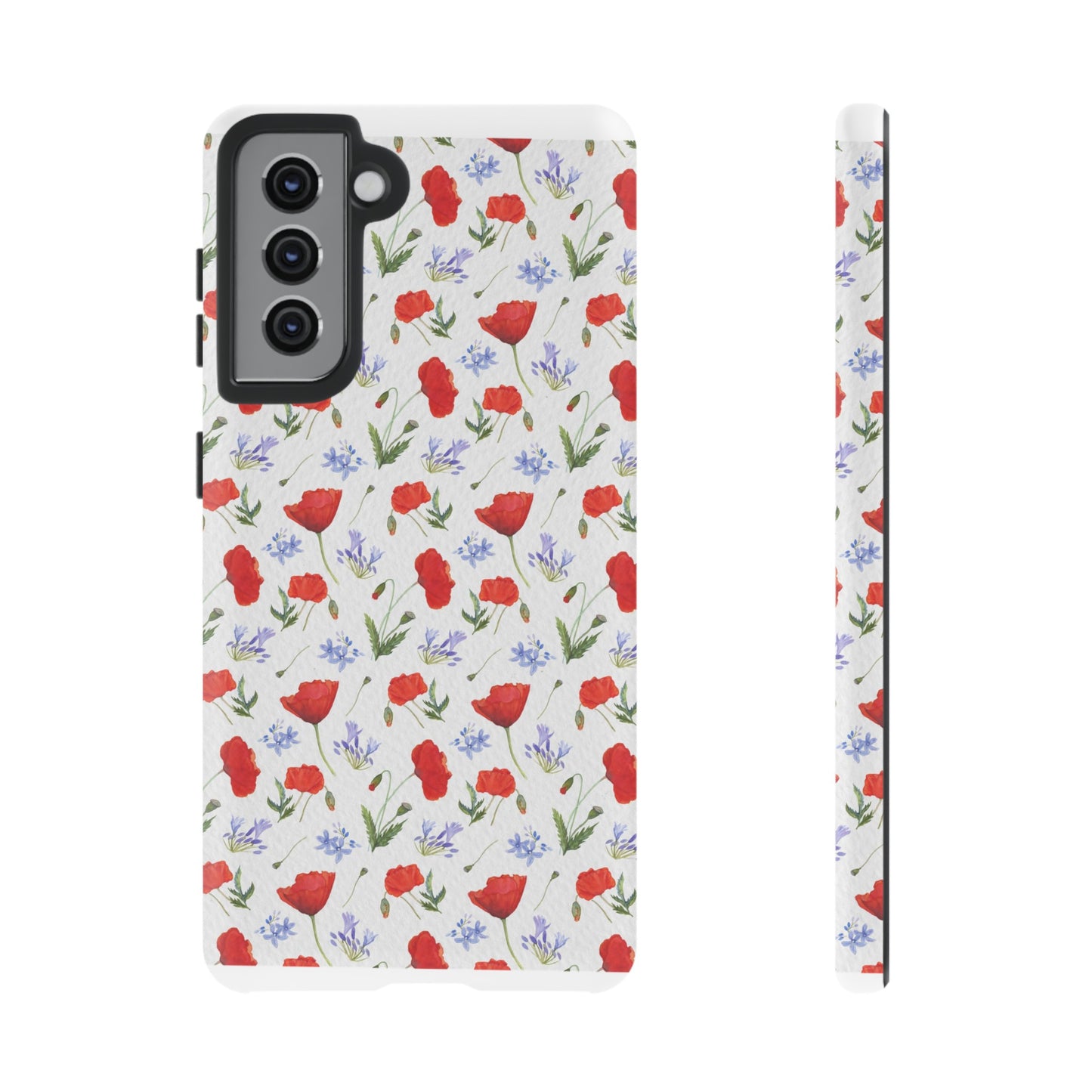 Robust and shock-resistant phone case: Watercolor Poppies and Agapanthus Flowers