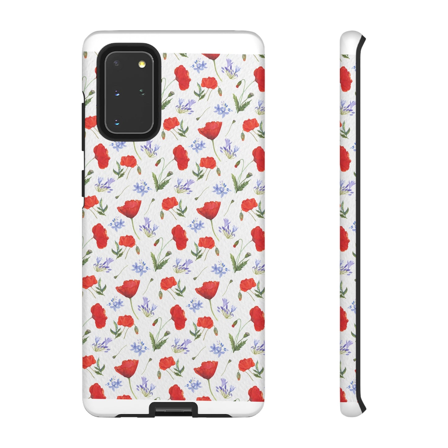 Robust and shock-resistant phone case: Watercolor Poppies and Agapanthus Flowers