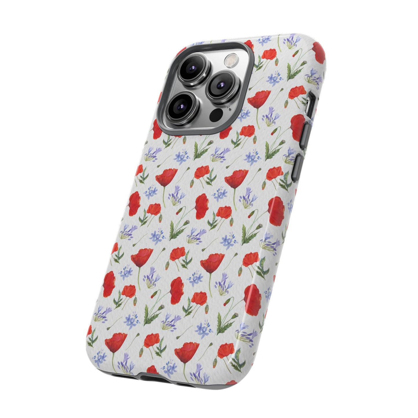 Robust and shock-resistant phone case: Watercolor Poppies and Agapanthus Flowers