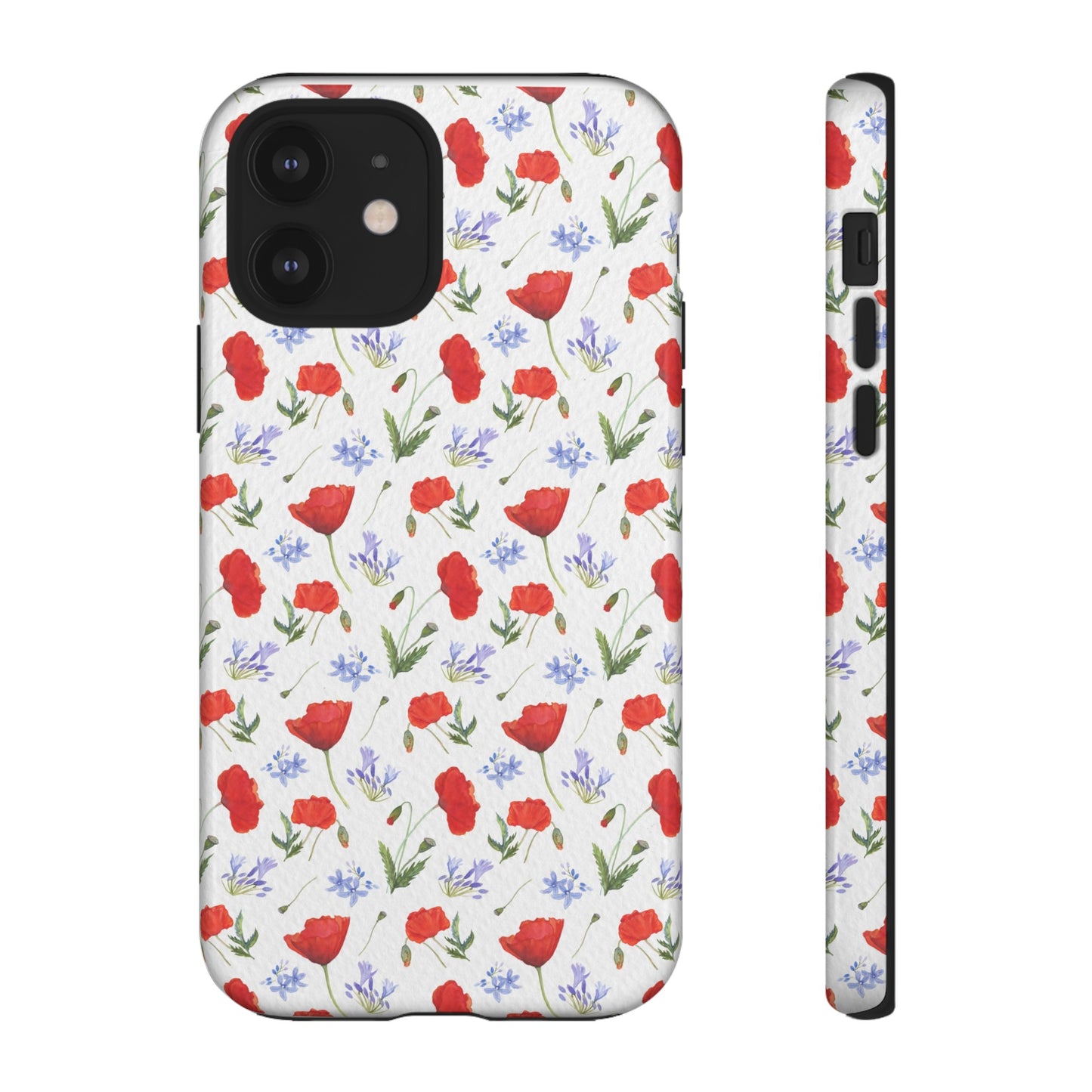 Robust and shock-resistant phone case: Watercolor Poppies and Agapanthus Flowers