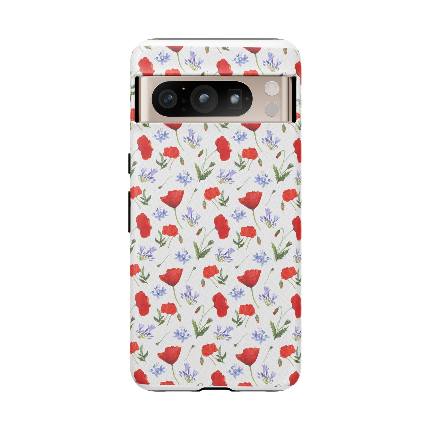 Robust and shock-resistant phone case: Watercolor Poppies and Agapanthus Flowers