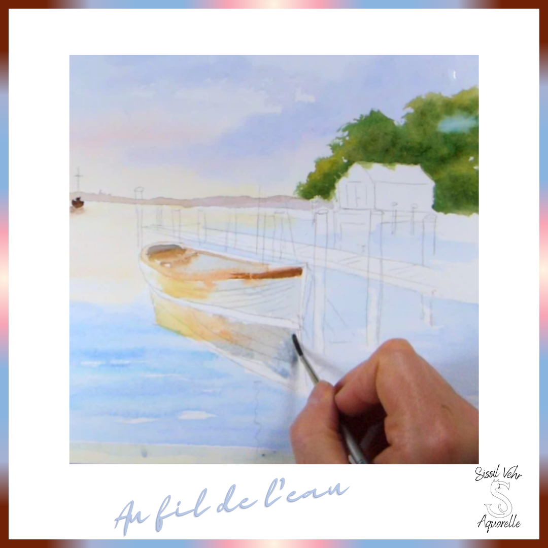 Tutoriel Vidéo Aquarelle DIY : Lever de Soleil avec Bateaux et Reflets avec carnet PDF inclus