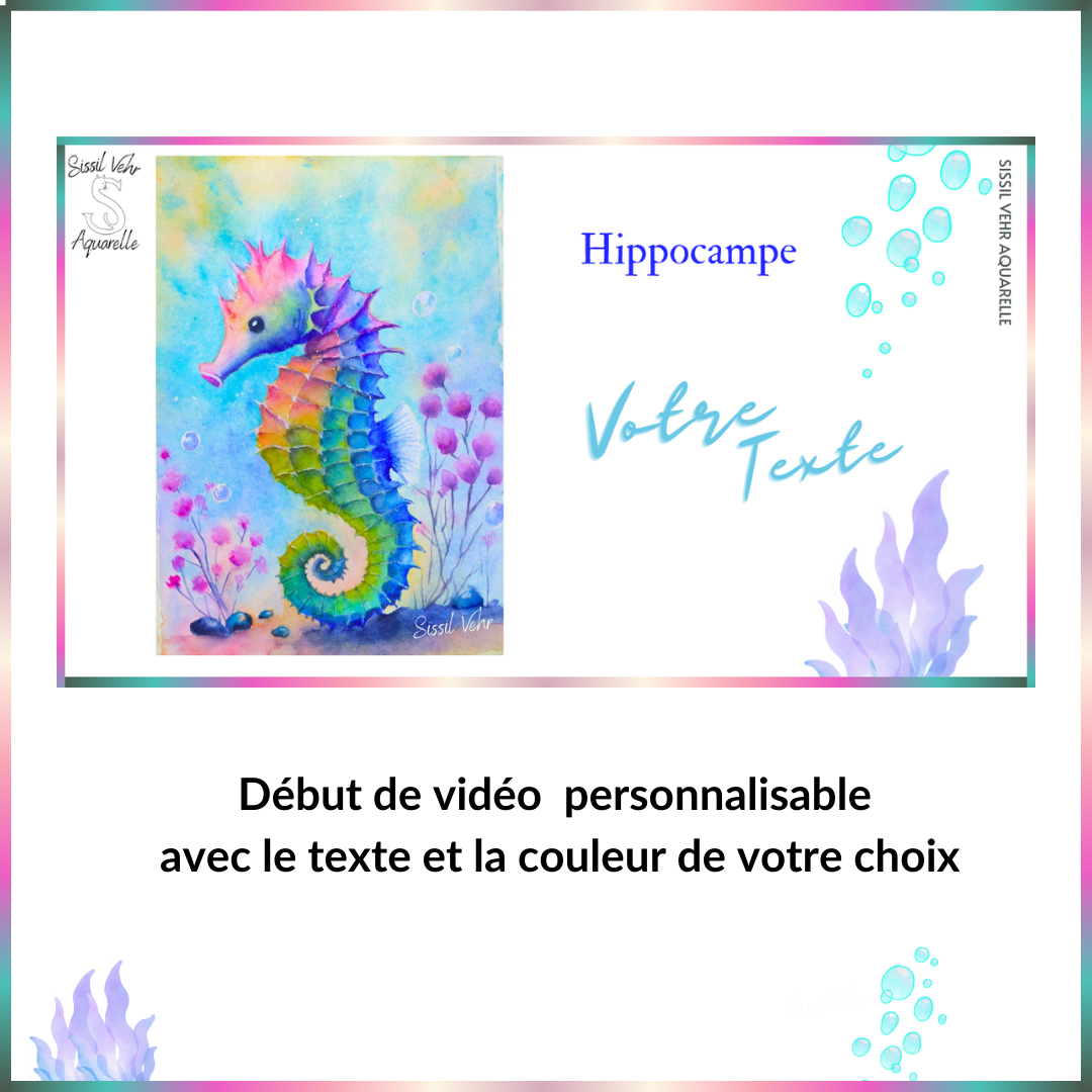 Cours Aquarelle Vidéo Téléchargeable : Peinture d’un Hippocampe Coloré | 4h47mn de Tutoriel + PDF