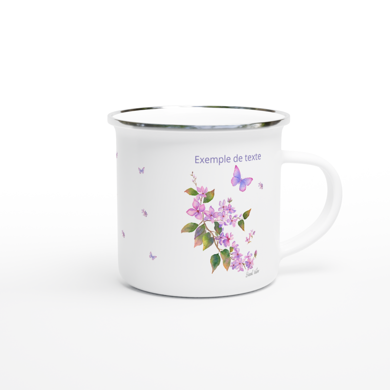 Tasse camping  personnalisée Lilas vintage / cadeau pour elle /Mug en émail/