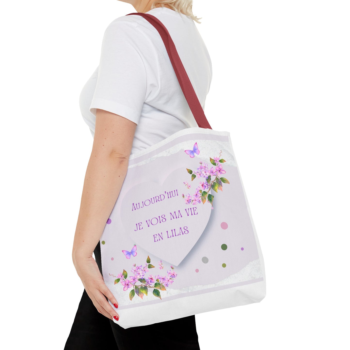 Tote Bag / sac  Aquarelle Lilas : Je vois ma vie en Lilas