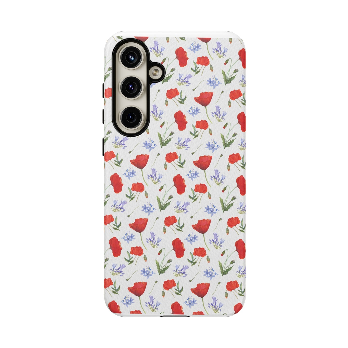 Robust and shock-resistant phone case: Watercolor Poppies and Agapanthus Flowers