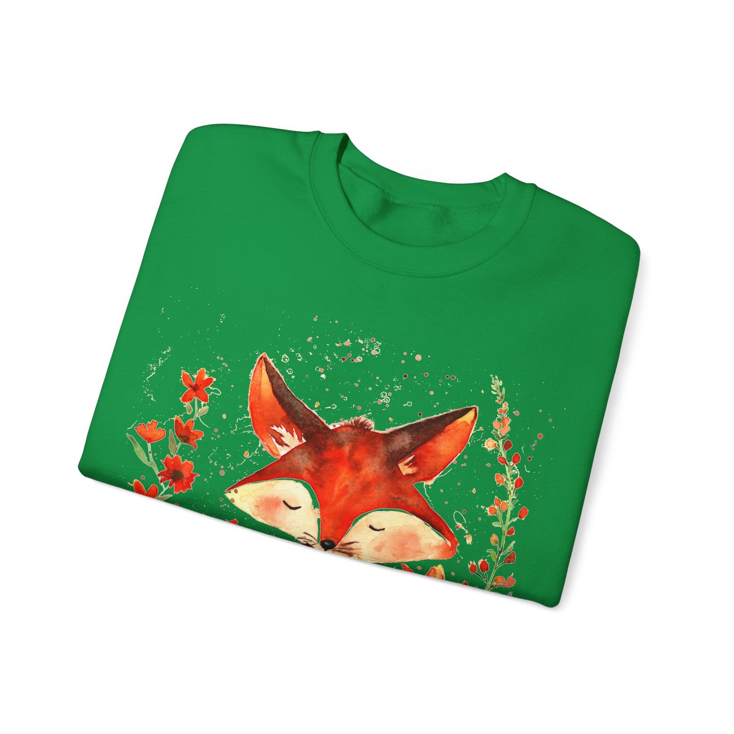 Pretty hand-painted fox and flowers Customizable sweatshirt: Unisex comfort clothing