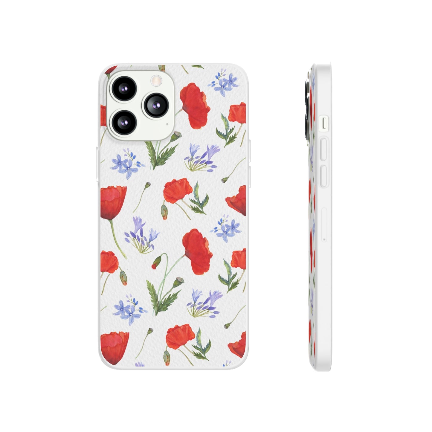 Coque téléphone robuste et résistante aux chocs  : Aquarelle Coquelicots et agapanthes