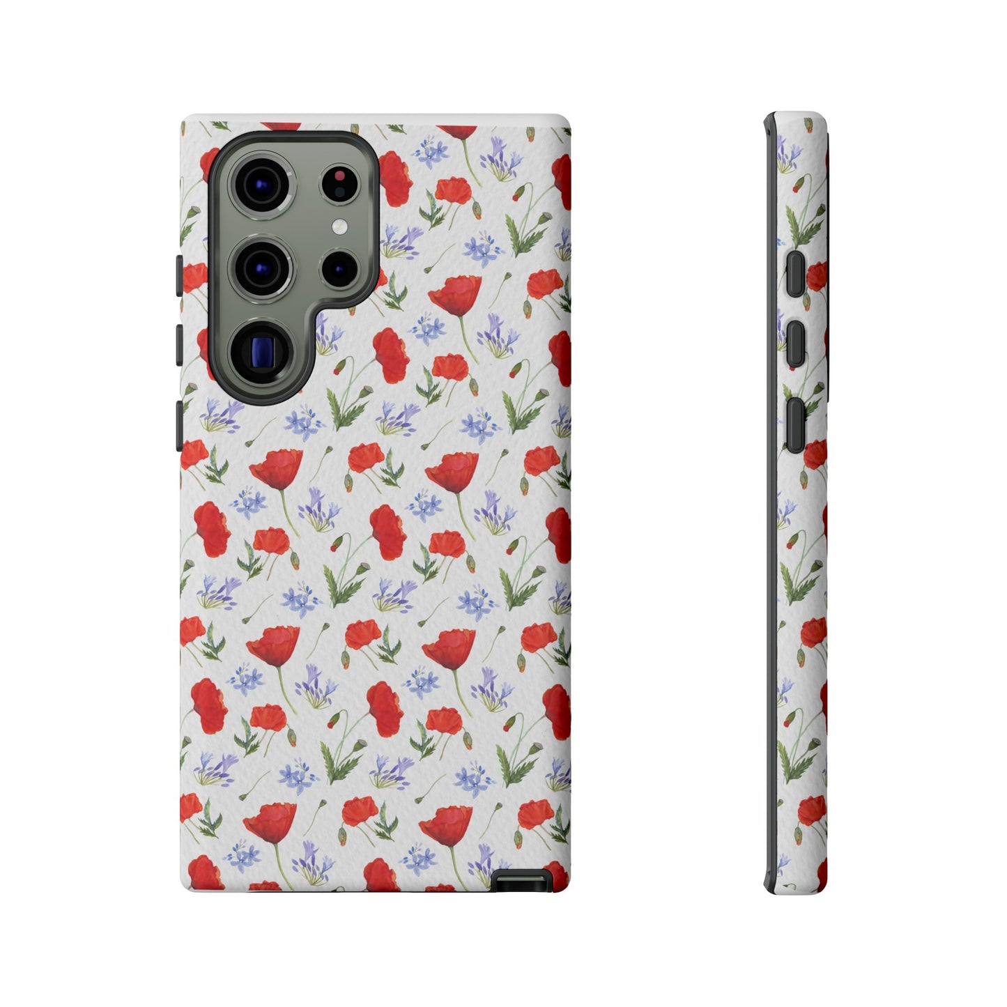 Robust and shock-resistant phone case: Watercolor Poppies and Agapanthus Flowers