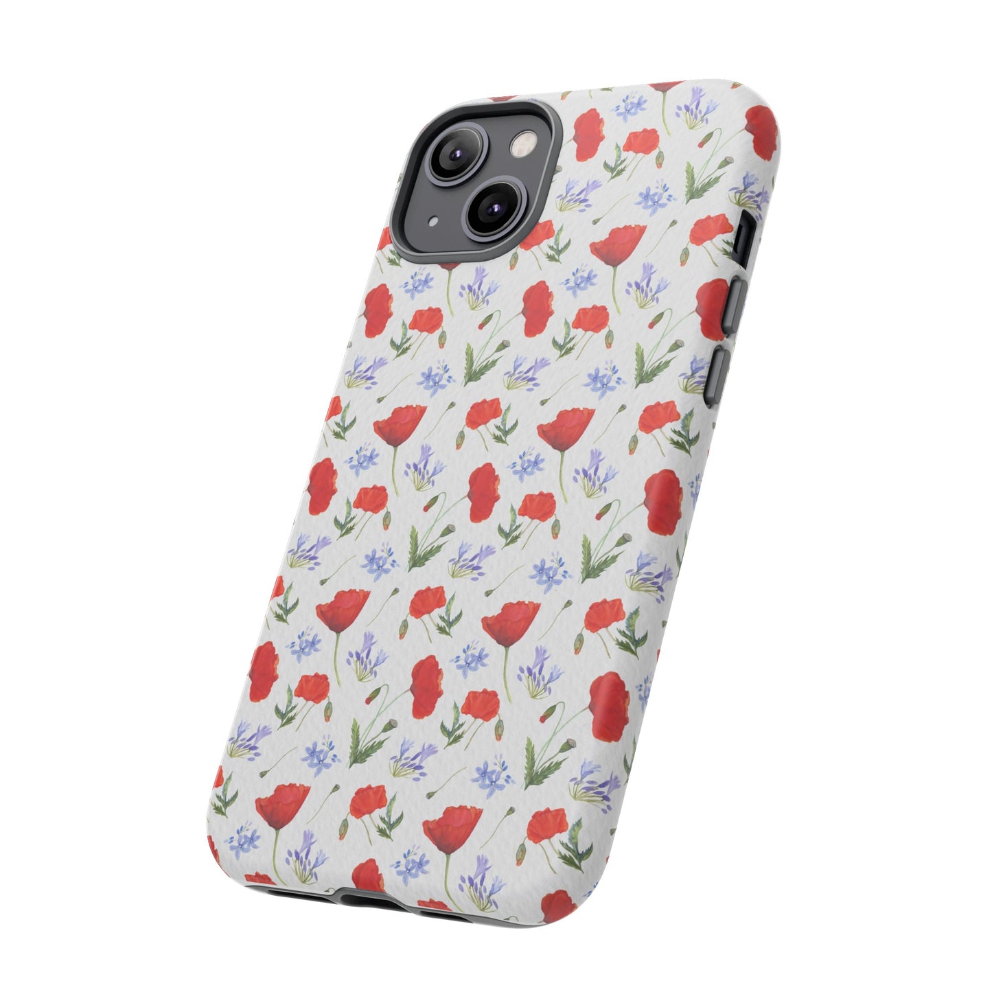 Robust and shock-resistant phone case: Watercolor Poppies and Agapanthus Flowers