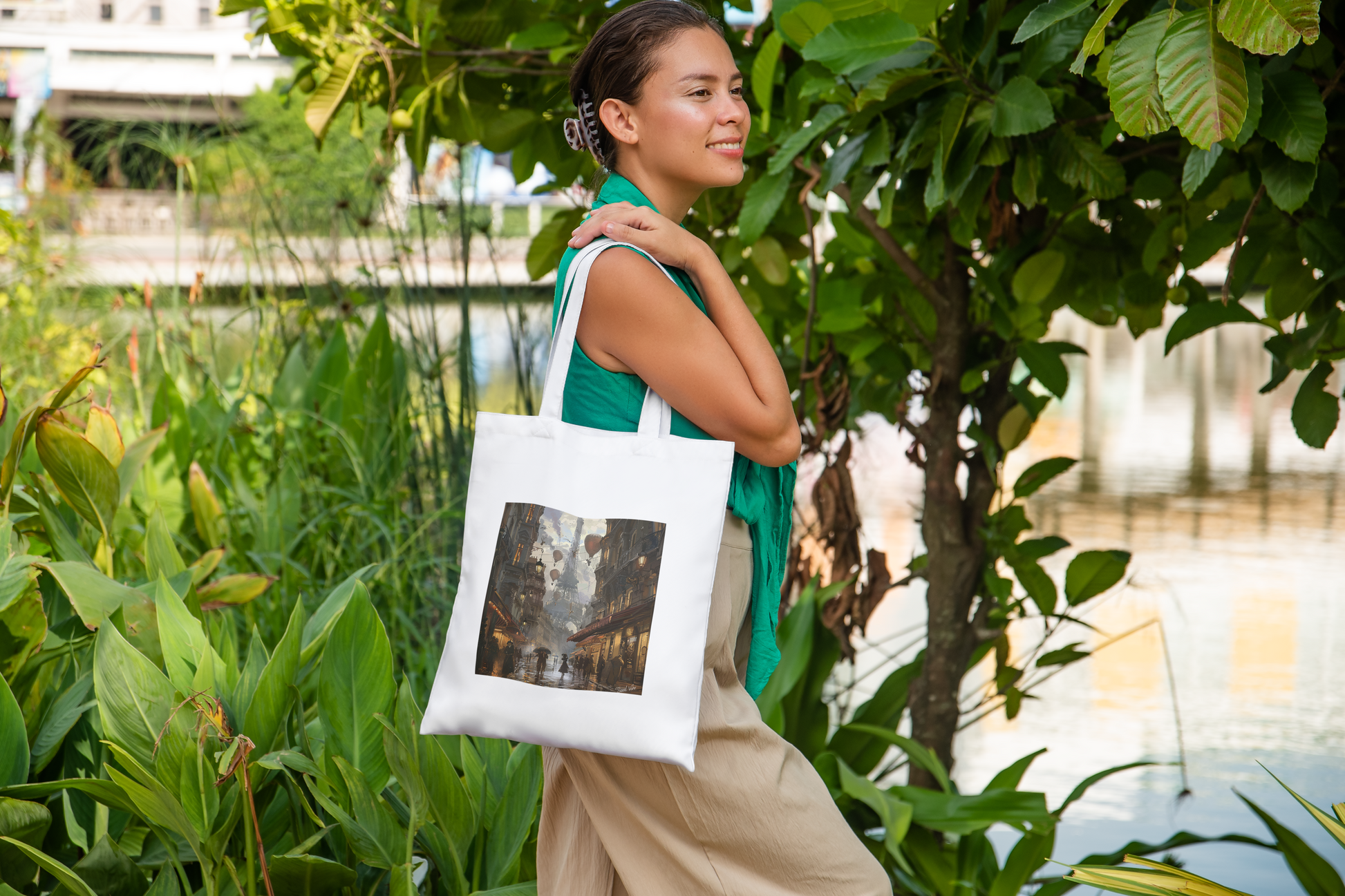 Sac en coton steampunk rue de Paris - Style victorien personnalisé