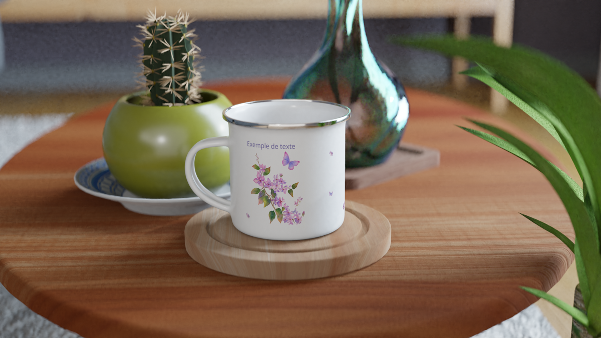 Tasse camping  personnalisée Lilas vintage / cadeau pour elle /Mug en émail/