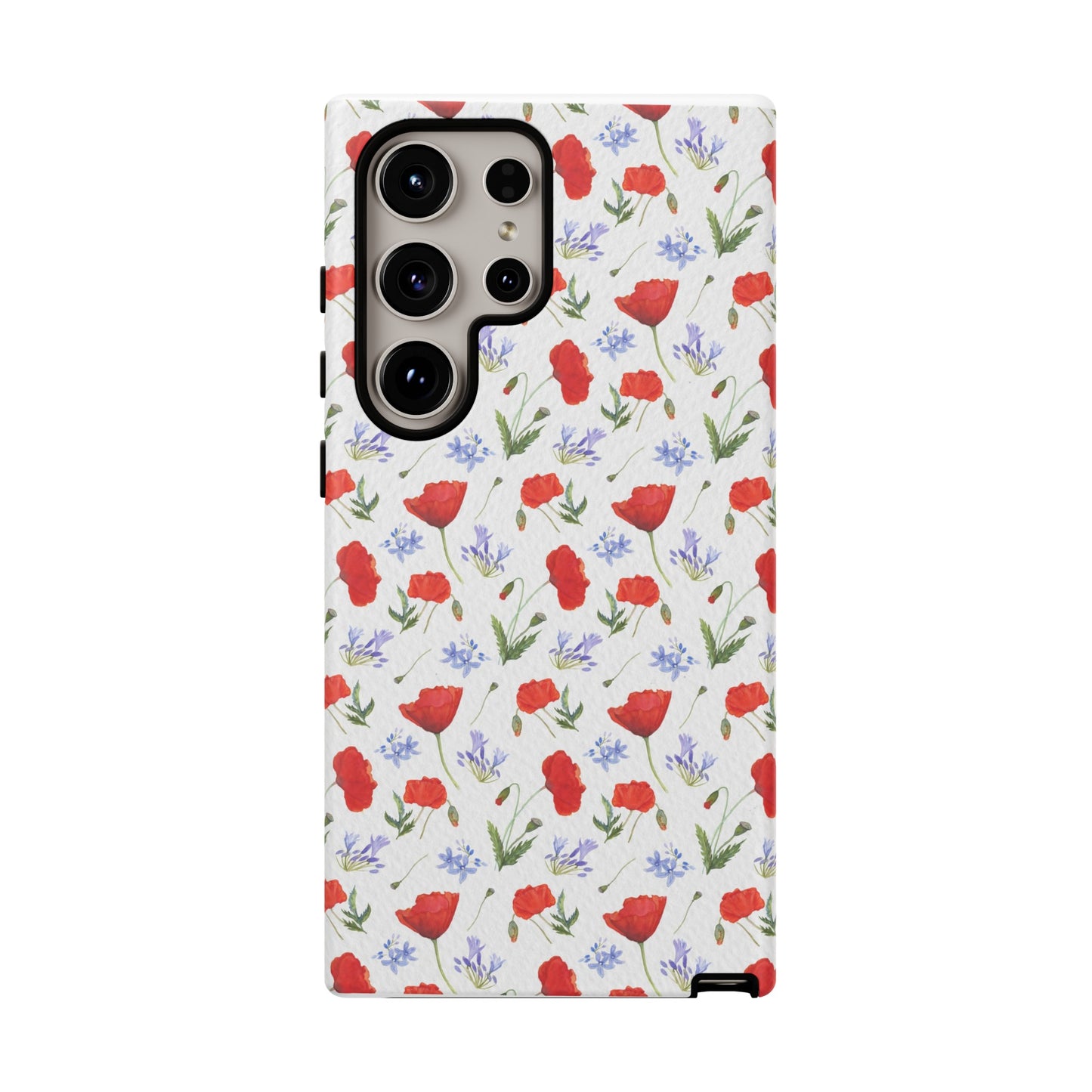 Robust and shock-resistant phone case: Watercolor Poppies and Agapanthus Flowers