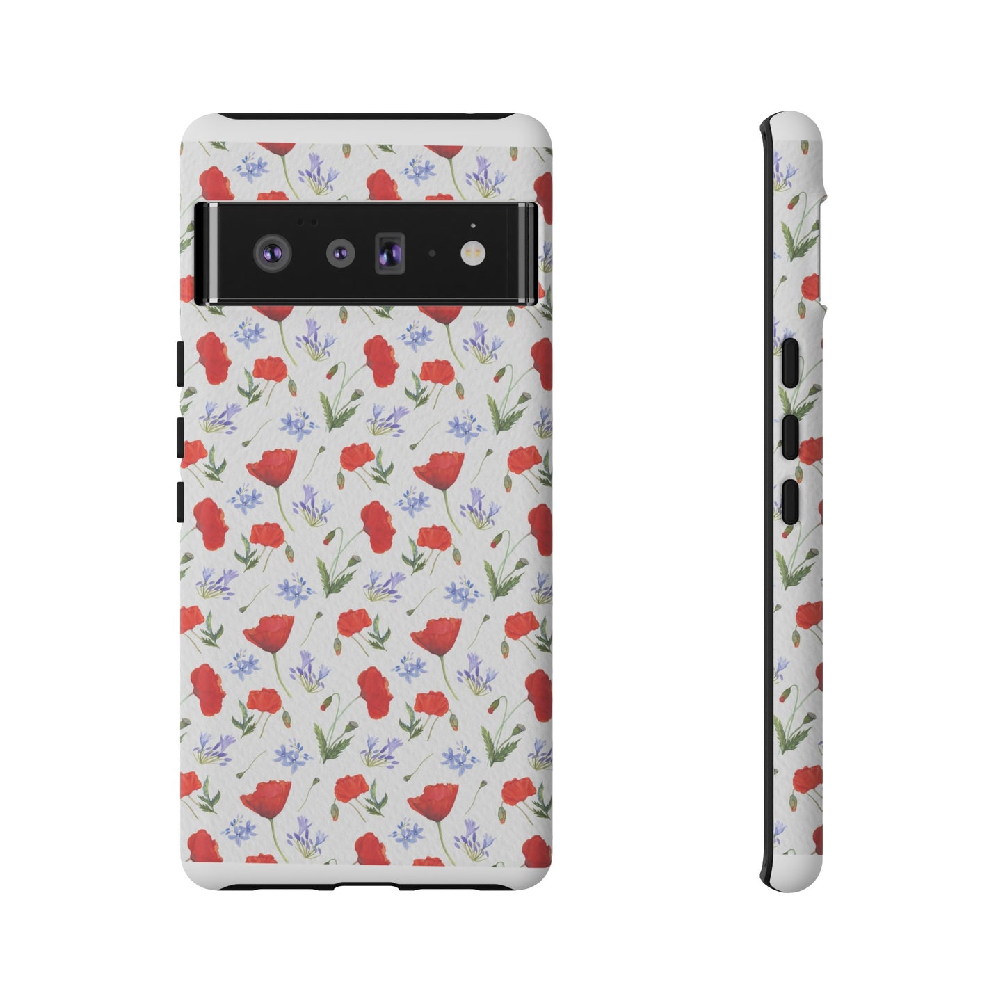 Robust and shock-resistant phone case: Watercolor Poppies and Agapanthus Flowers