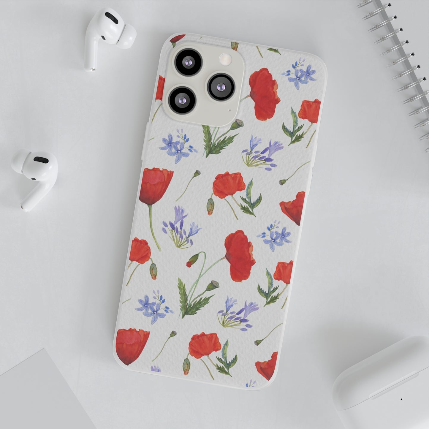 Coque téléphone robuste et résistante aux chocs  : Aquarelle Coquelicots et agapanthes