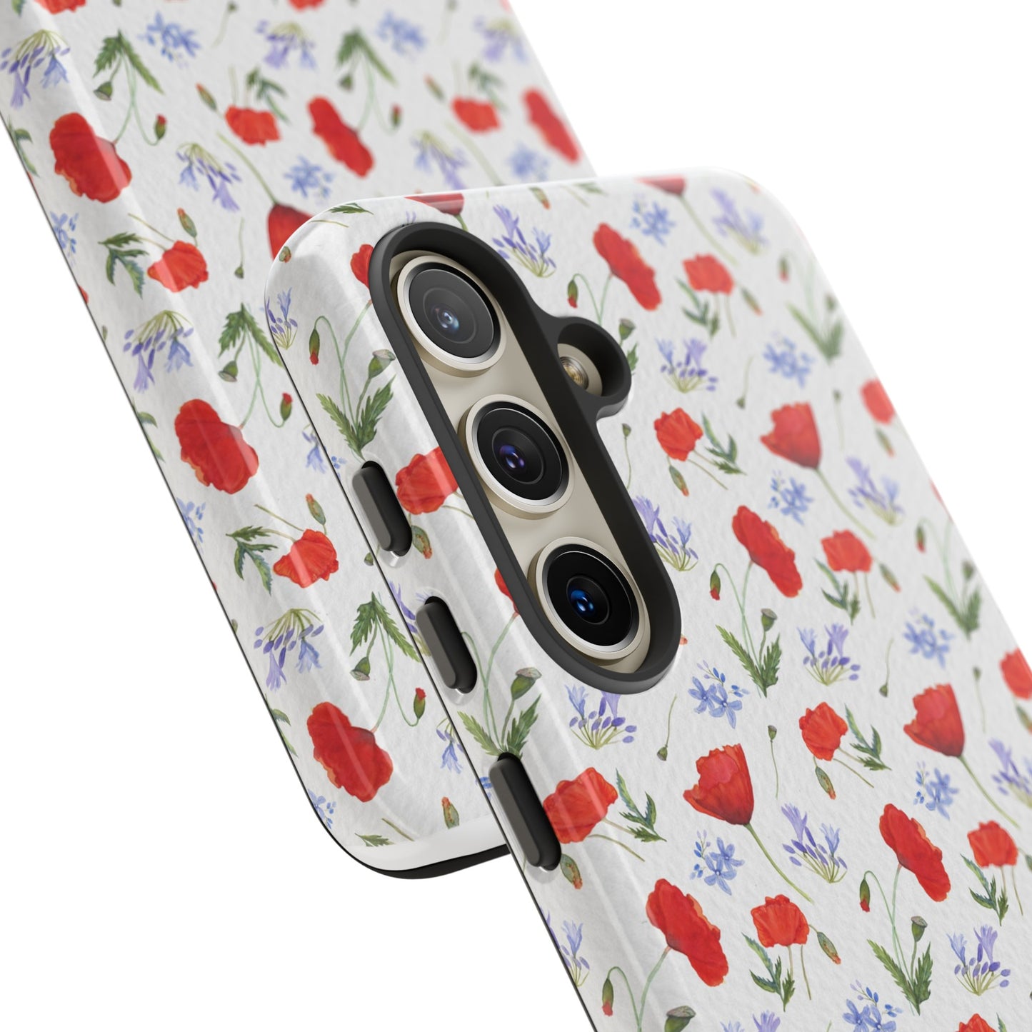 Robust and shock-resistant phone case: Watercolor Poppies and Agapanthus Flowers