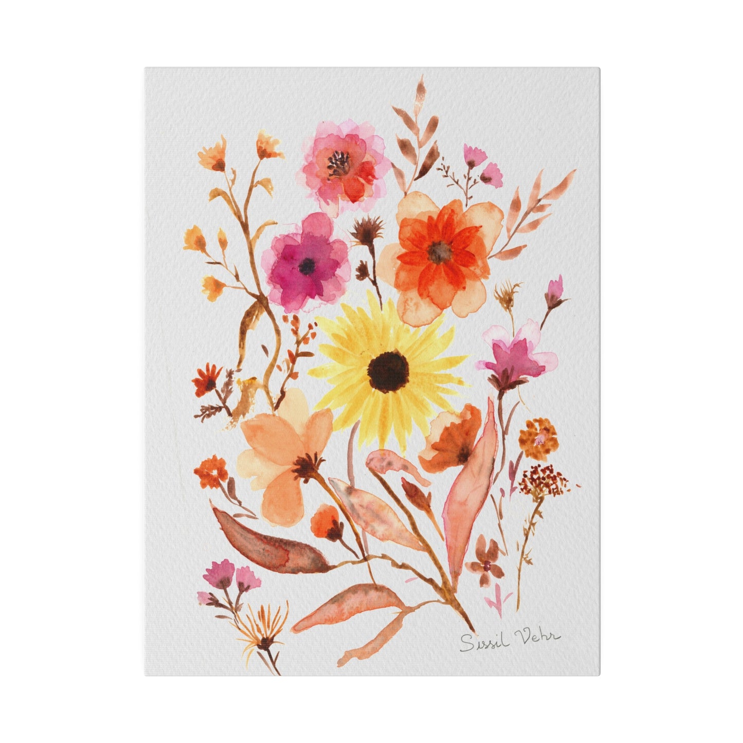 Watercolor art print: Bouquet of flowers