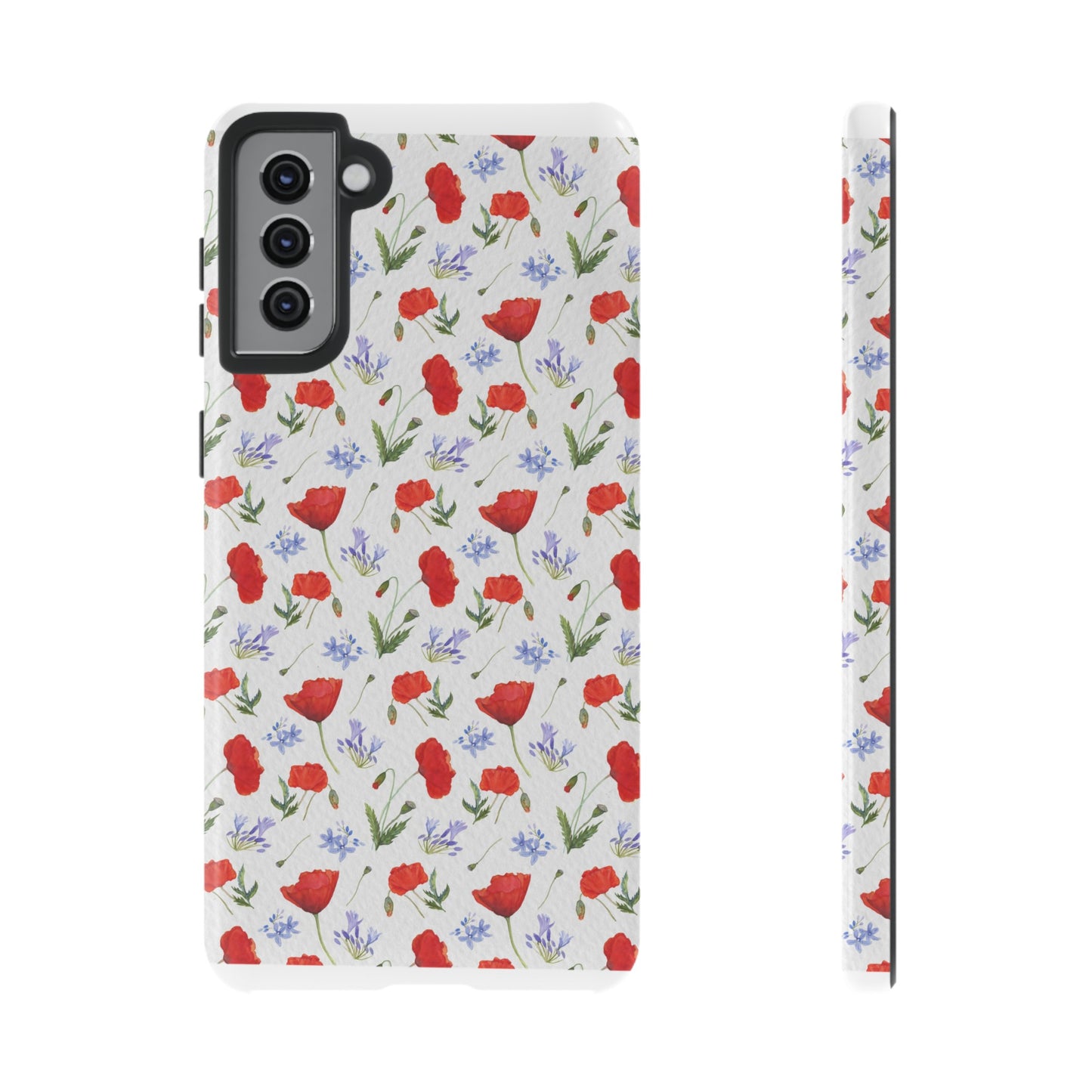 Robust and shock-resistant phone case: Watercolor Poppies and Agapanthus Flowers