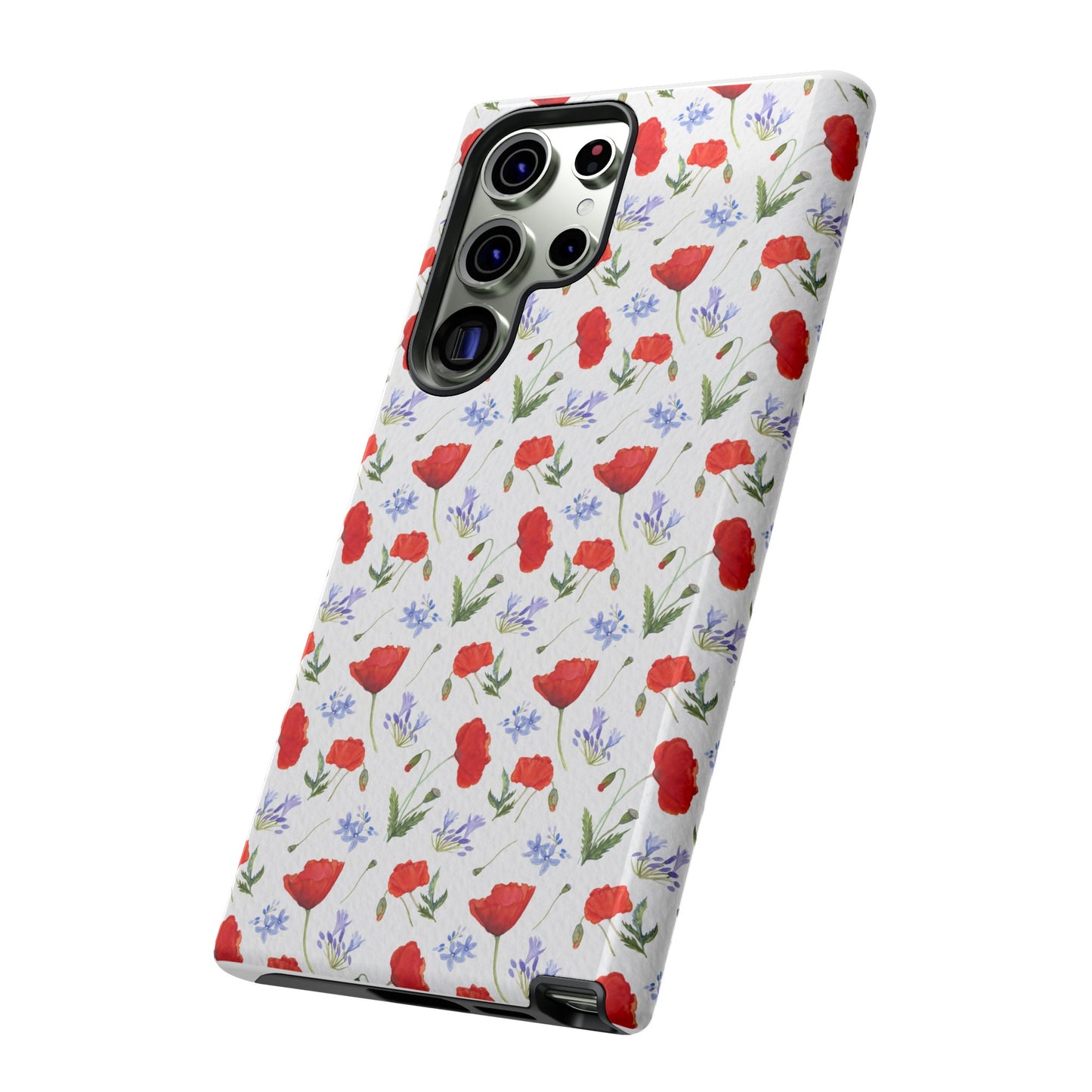 Robust and shock-resistant phone case: Watercolor Poppies and Agapanthus Flowers