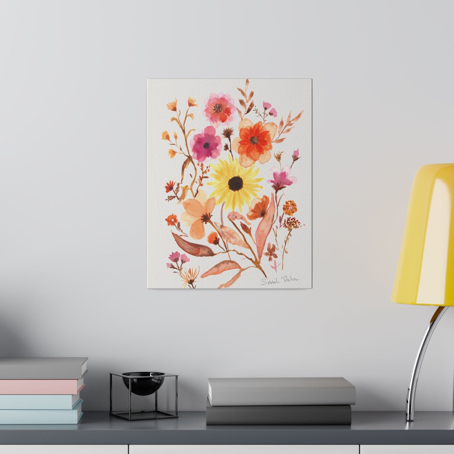 Watercolor art print: Bouquet of flowers