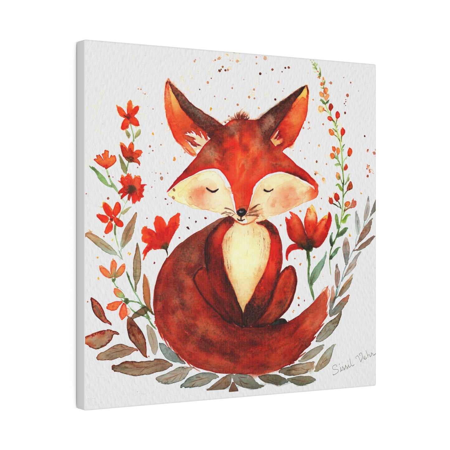 Watercolor art print: Adorable fox