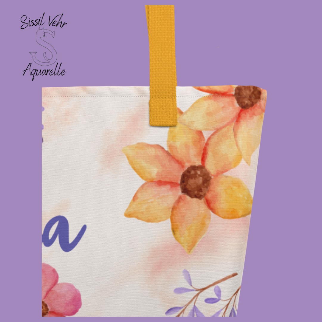 Sac de plage personnalisé  Fleurs - Tote bag large