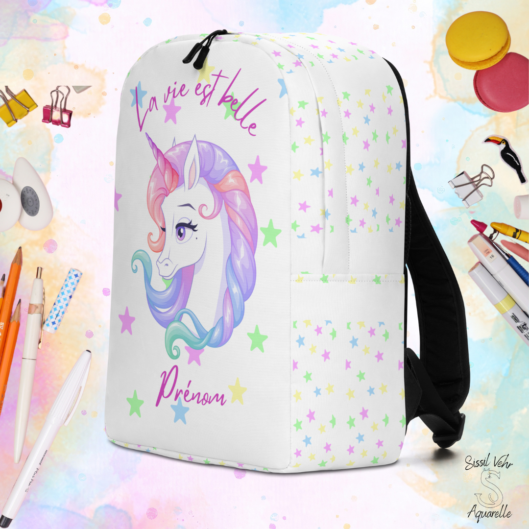 Sac à Dos Licorne pour  Enfant Personnalisé  - Idéal pour l'École et résistant à l'Eau