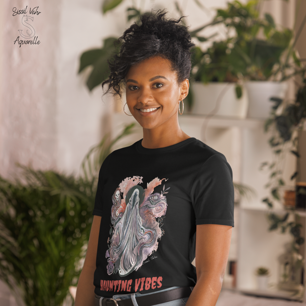 Tee-Shirt "Haunting Vibes" – Illustration de Spectre | Personnalisable | Parfait pour la Spooky Season et Halloween