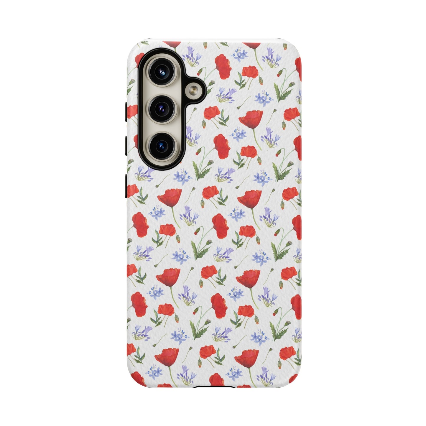 Robust and shock-resistant phone case: Watercolor Poppies and Agapanthus Flowers