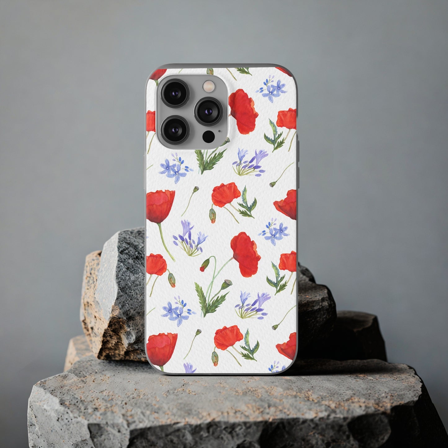 Coque téléphone robuste et résistante aux chocs  : Aquarelle Coquelicots et agapanthes