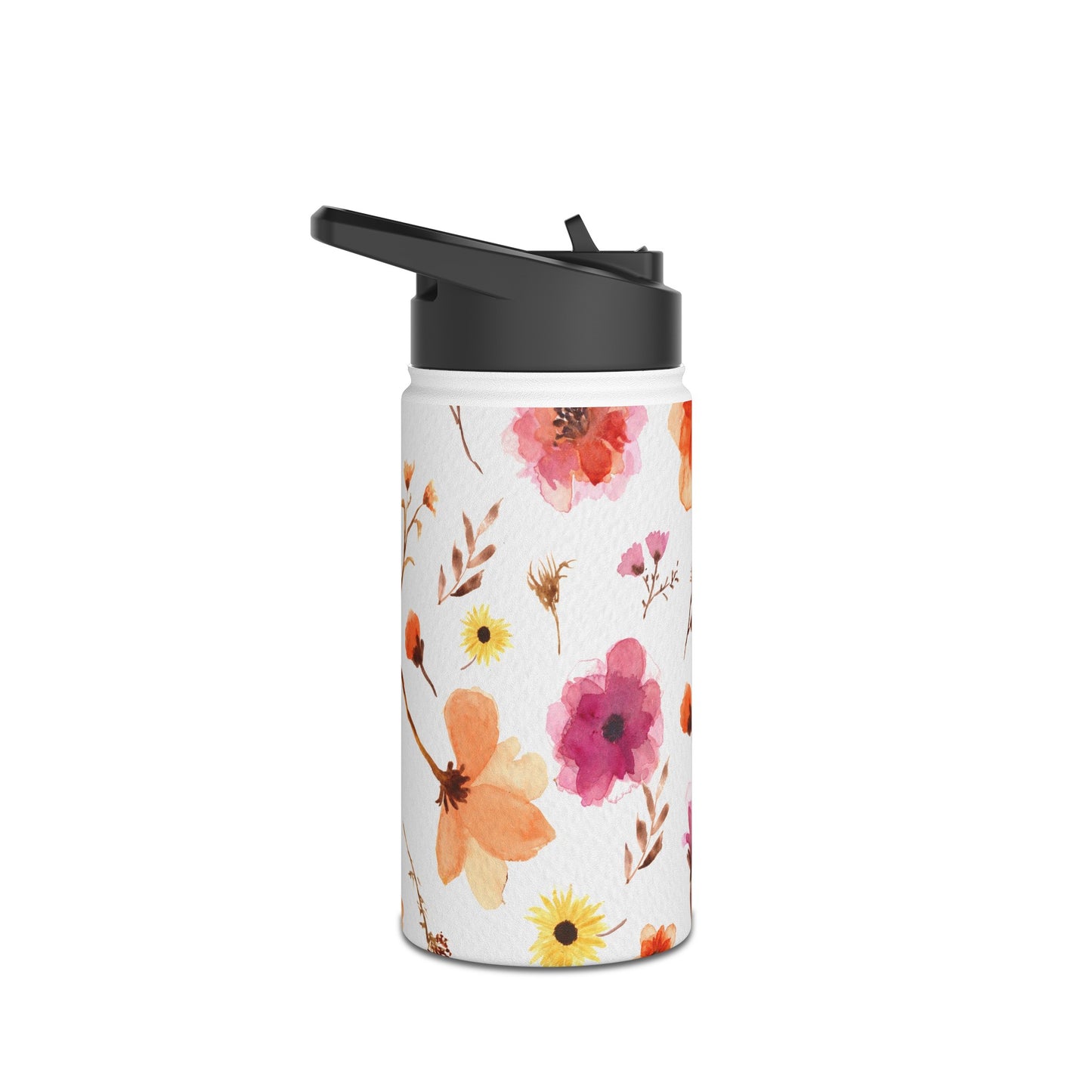 Stainless Steel Water Bottle, insulated bottle: watercolor Flower bouquet