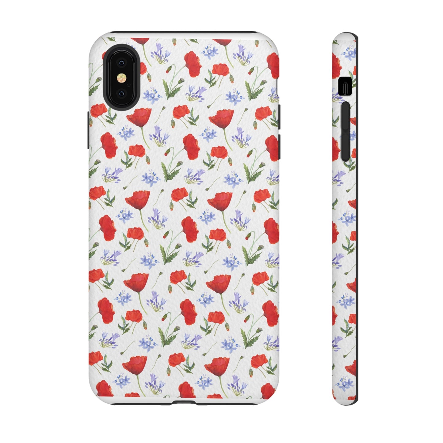 Robust and shock-resistant phone case: Watercolor Poppies and Agapanthus Flowers