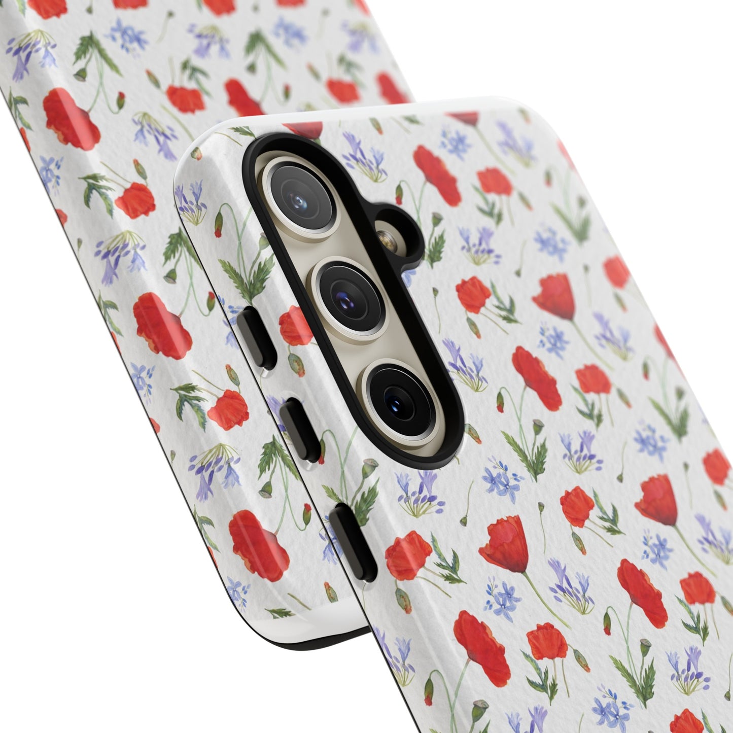 Robust and shock-resistant phone case: Watercolor Poppies and Agapanthus Flowers